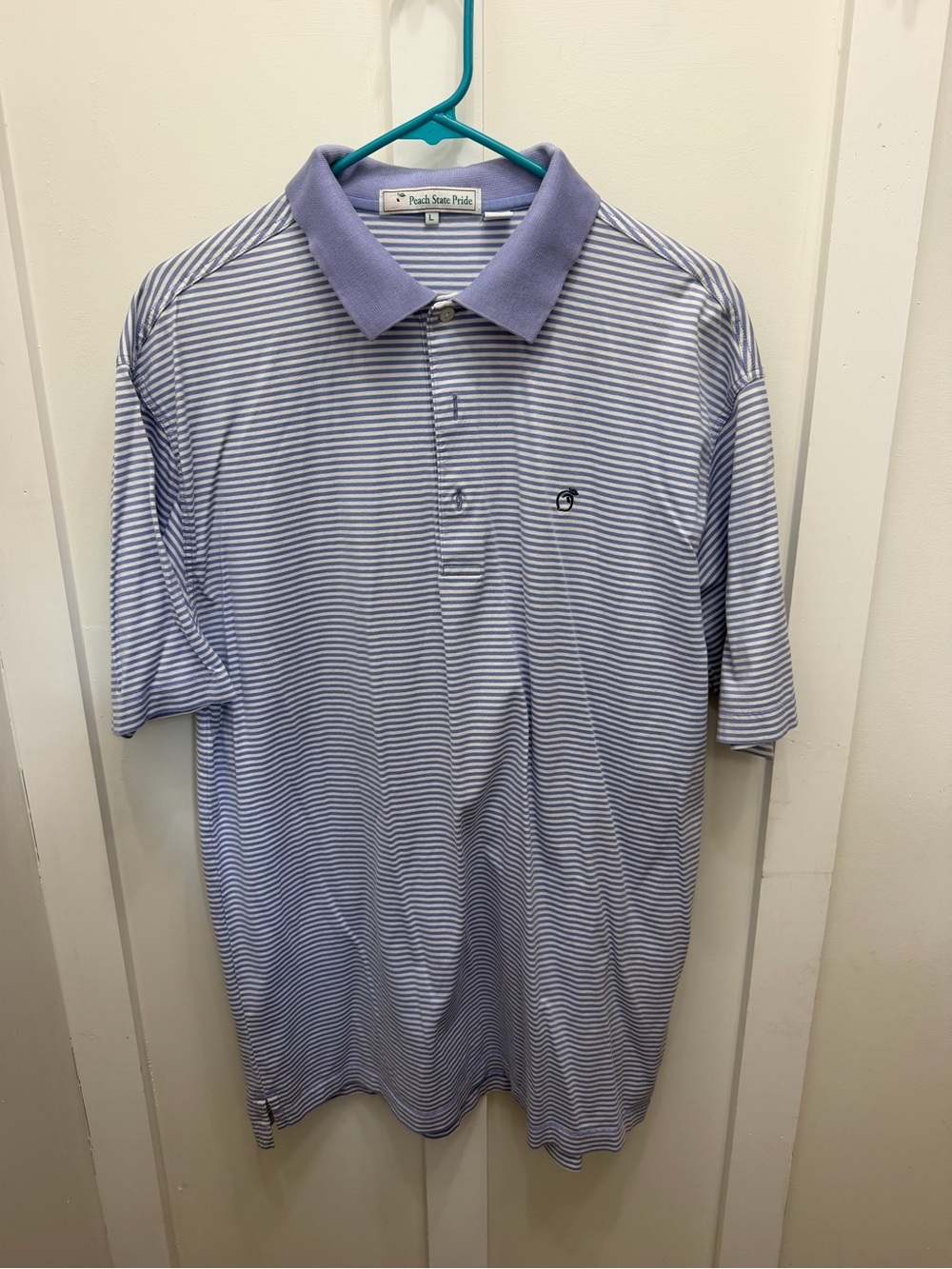 Peach State Pride Men's Periwinkle Striped Polo